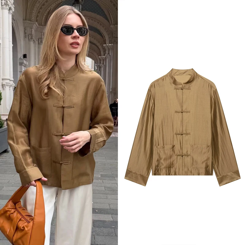 Women's Shirt 2026 New Summer Light Comfortable Rope Knot Shirt for Women Elegant Chic Personality Long Sleeve Soft Ladies Shirt