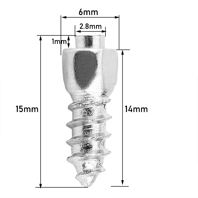 50PCS 6*15mm/18mm/25mm Steel Wheel Tyre Stud Screws Snow Tire Spikes for Car Auto SUV ATV Snow Nail Anti-Slip Screws