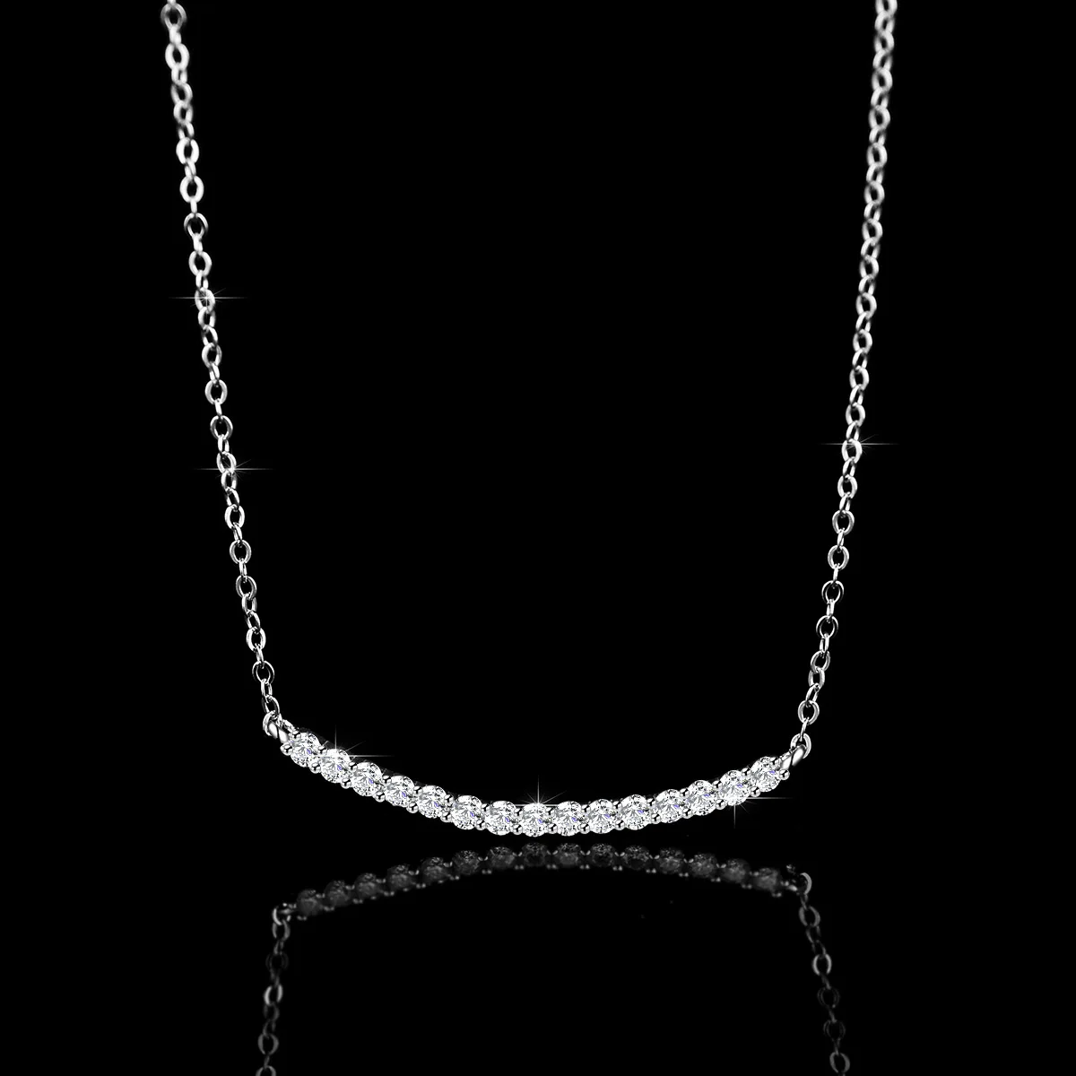 

Platinum Best-selling women's smile necklace with moissanite stones