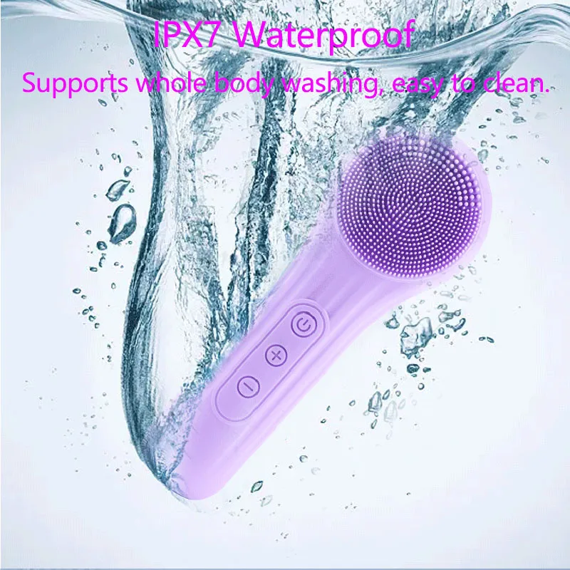 Brosse de nettoyage du visage sonique IPX7, dispositif étanche, épurateur de visage en Silicone, exfoliant, masseur par vibrations, nettoyage en profondeur