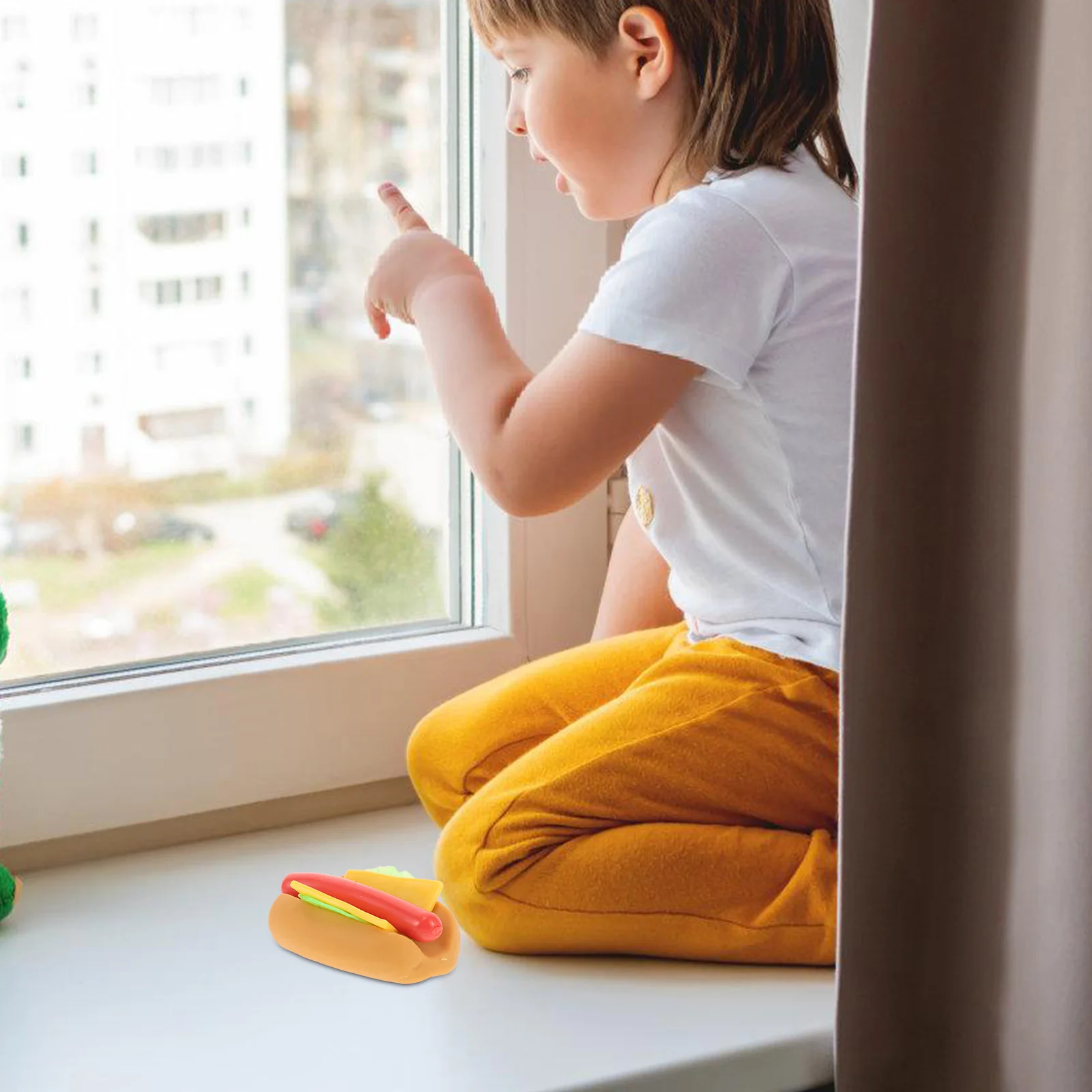 Brinquedo Antiestresse Compacto de Squeeze em Forma de Cachorro Quente, Presente Divertido para Crianças, Brinquedo de Pressão Compacto