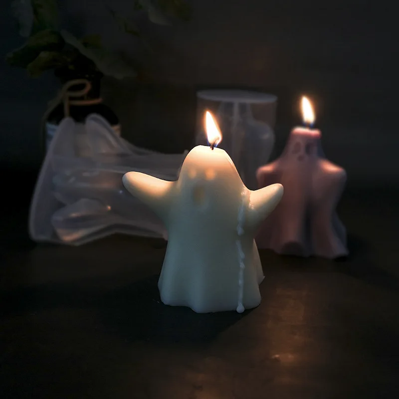 Halloween Cute Ghost Candle Silicone Molds New 2023 DIY Resin Concrete Plaster Soap Mould Party Festive Ornaments Home Decor