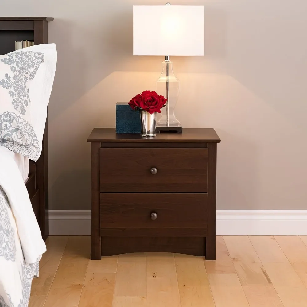 Bedside Table with 2 Drawers, Functional 2 Drawers, Suitable for Bedroom-living Room, Easy Assembly, Bedside Table