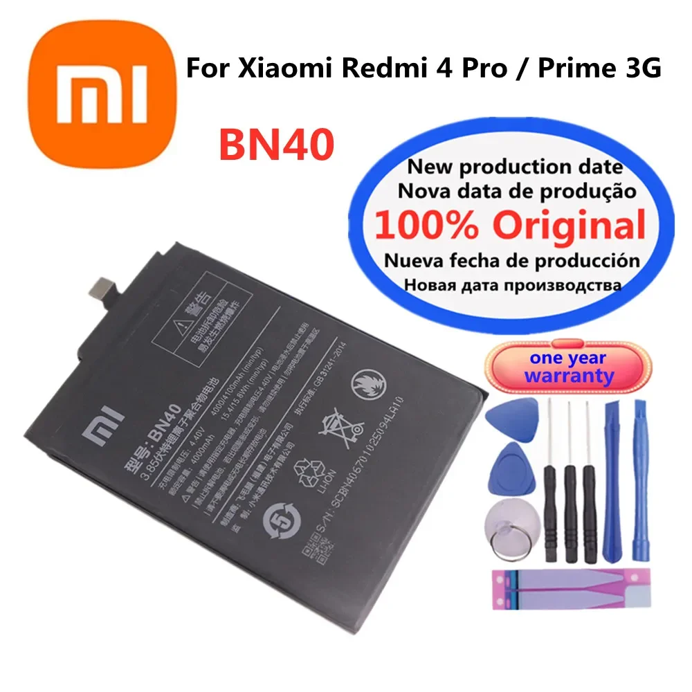 

4100mAh BN40 Original Battery For Xiaomi Redmi 4 Pro 4Pro / Prime 3G RAM 32G ROM Edition Mobile Phone Battery Bateria + Tools