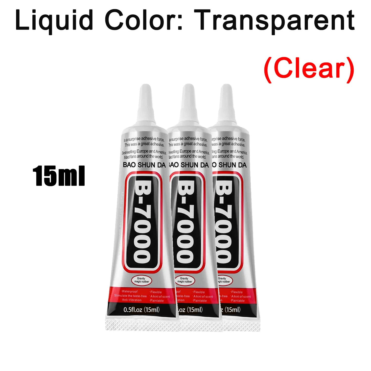 Halbflüssiger, hochviskoser, transparenter Klebstoff B7000, geeignet für die Verarbeitung von Edelsteinen, Diamanten und Strasssteinen in der Schmuckherstellung, 15 ml