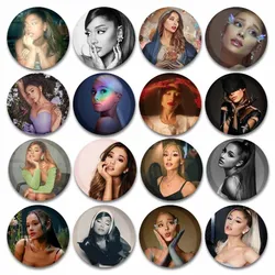 Pop Singer Ariana Grande Button Pins Creative Tinplate Round Badges Cartoon Snap-in Brooch Clothes Hat Accessories Fans Gifts