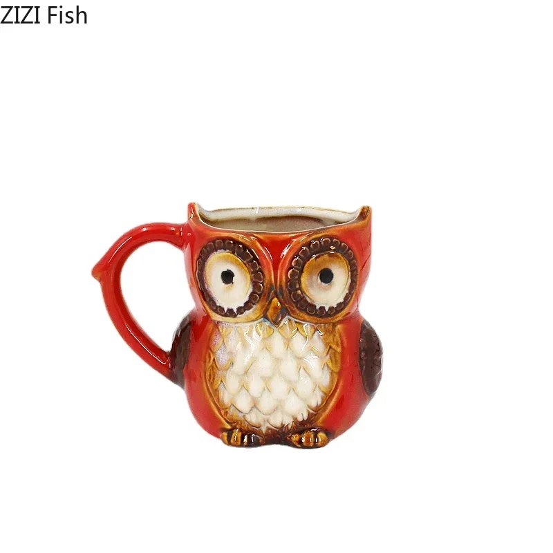 Owl Ceramic Mug Ornaments Couple Water Cup Office Coffee Mugs Afternoon Tea Cup Milk Mugs Milk Tea Cups Cereal Breakfast Cups