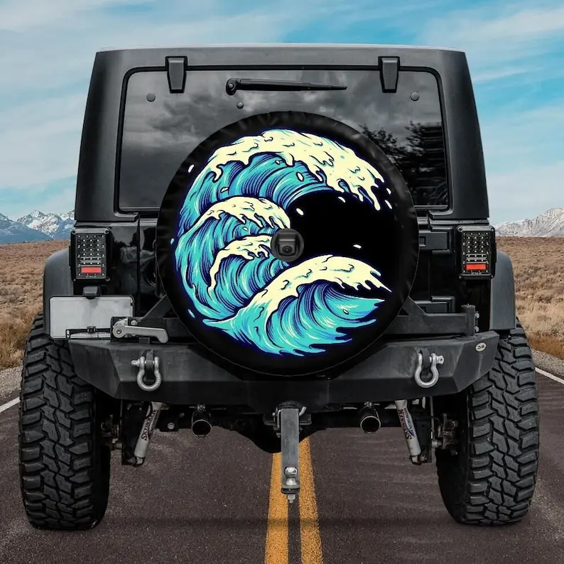 Spare Tire Cover, Ocean Waves, Tire Cover, Sea Ocean Car accessories for surfers, girl, Accessories, Beach vibe