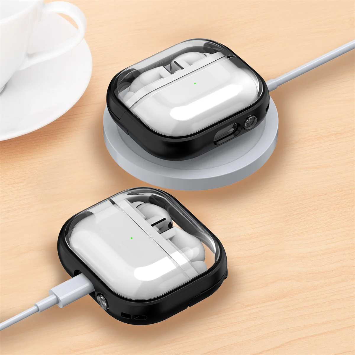 Прозрачный и противоскользящий чехол для наушников Samsung Buds 3 Pro с беспроводной зарядкой для Galaxy Buds 3, чехол с кронштейном