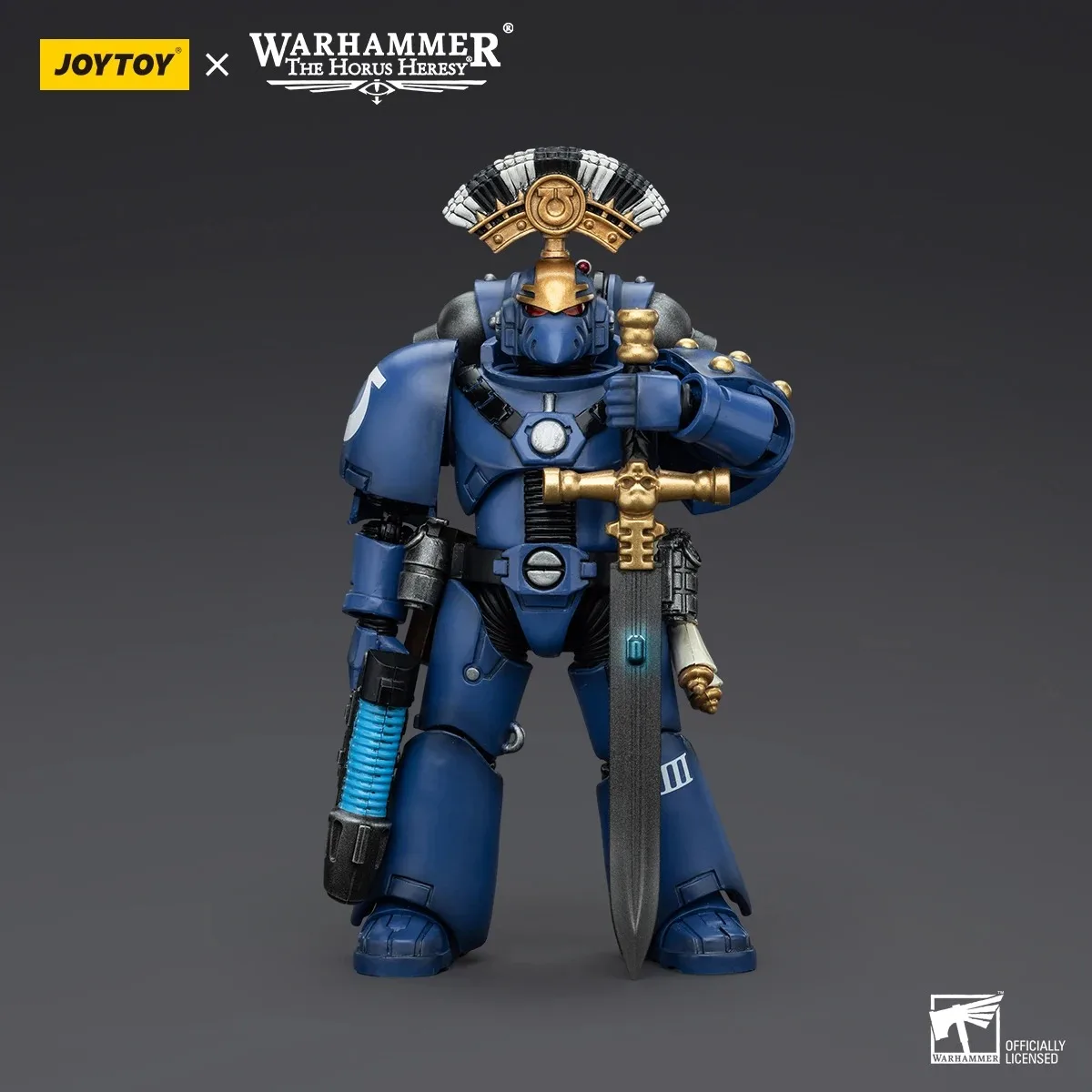 JOYTOY Warhammer 1/18 Action Figure Ultramarines MKVI Tactical Squad Sergeant with Plasma Pistol and Power Sword 3.75inch