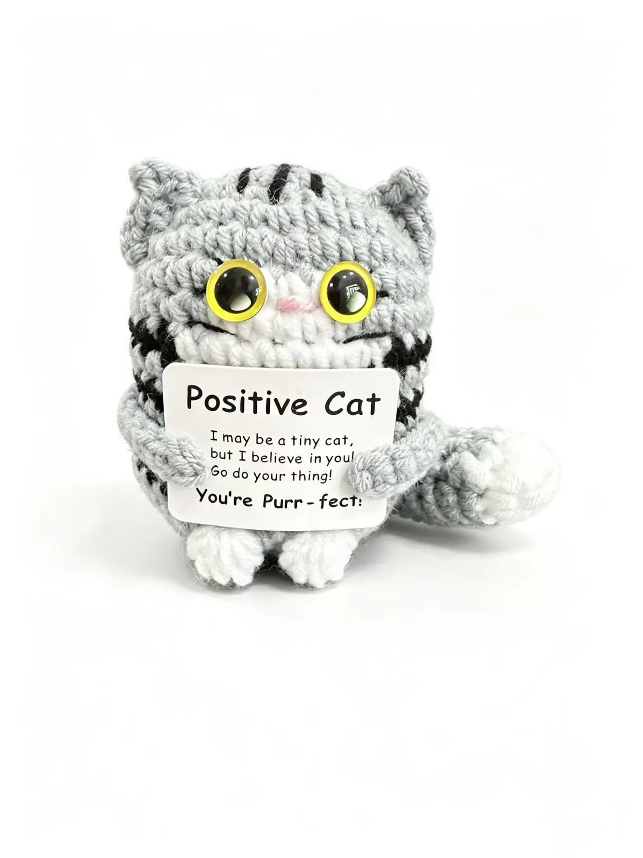 Positive Crochet Baseball Bat Doll with Card, Handmade Decor Gift