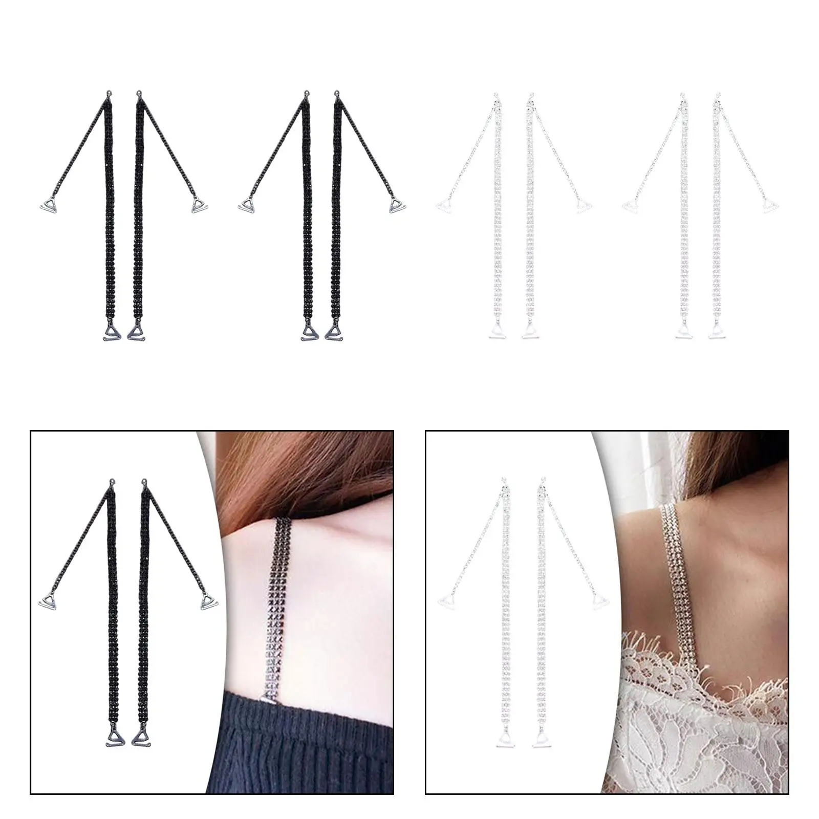 Decorative Rhinestone Bra Straps Bling Adjustable Replacement Shoulder Straps for Bridal Wedding Dress Formal Occasion Wear