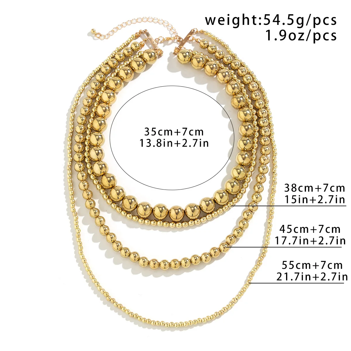 Vintage Gold Color Round Bead Size Beaded Collar Necklace Women 2023 Exaggerated Cyber Style Multi layered Men\'s Fashion Jewelry