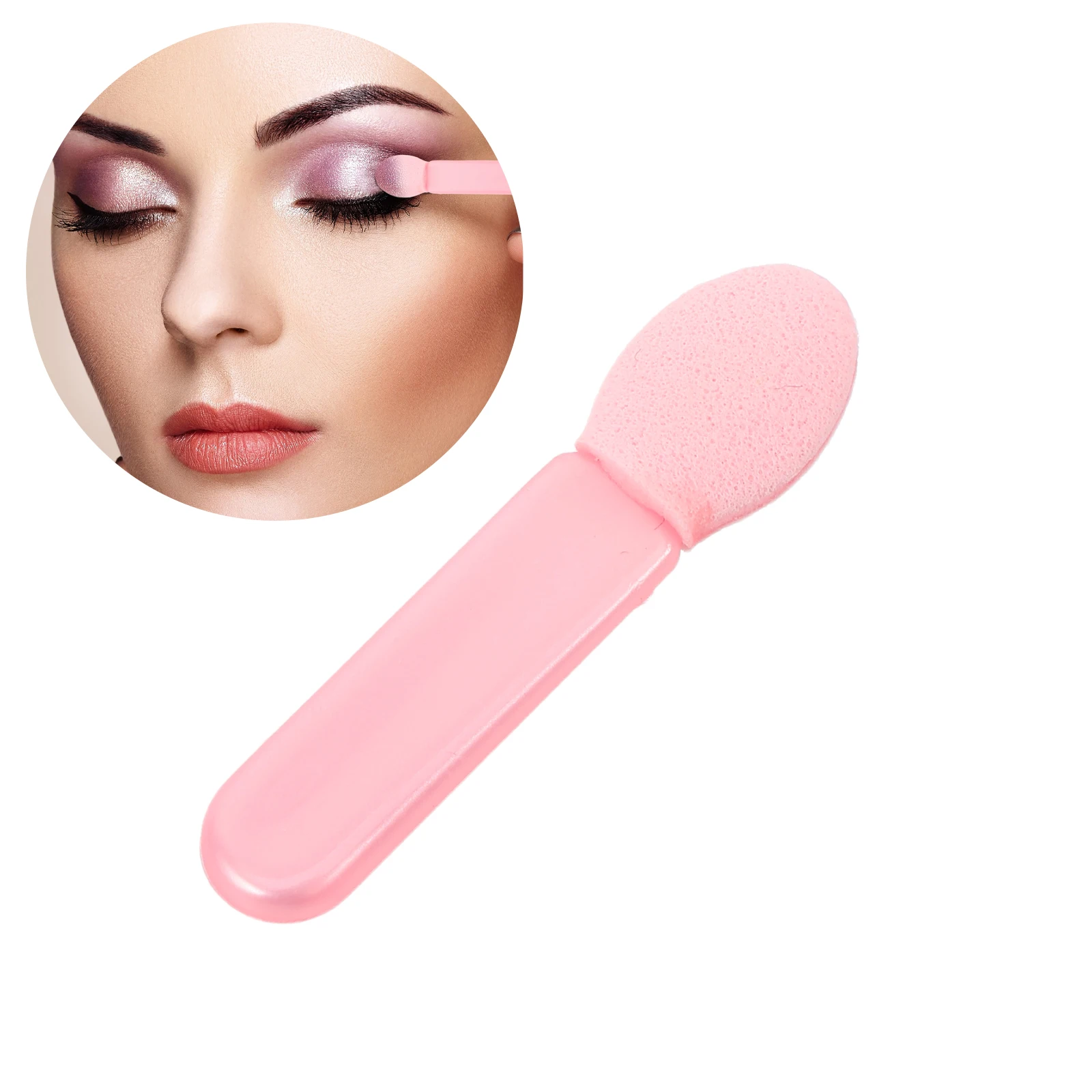 100 szt. Pędzelków do Cieni do Powiek, Miękkie Gąbki Jednorazowe, Różowe Plastikowe Aplikatory do Cieni do Powiek, Narzędzia do Blendowania dla Kobiet