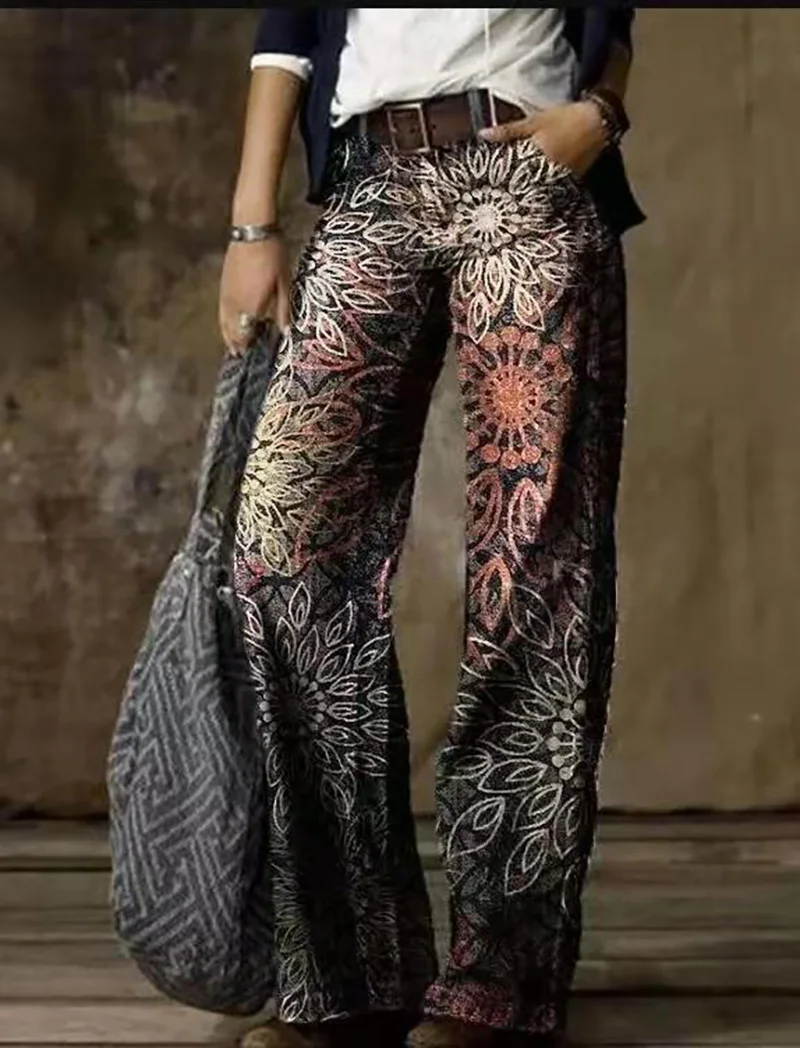 2024 primavera/estate nuovi pantaloni a gamba larga da ragazza piccante retrรฒ pantaloni Casual stile cittร dritti pantaloni a vita alta da donna