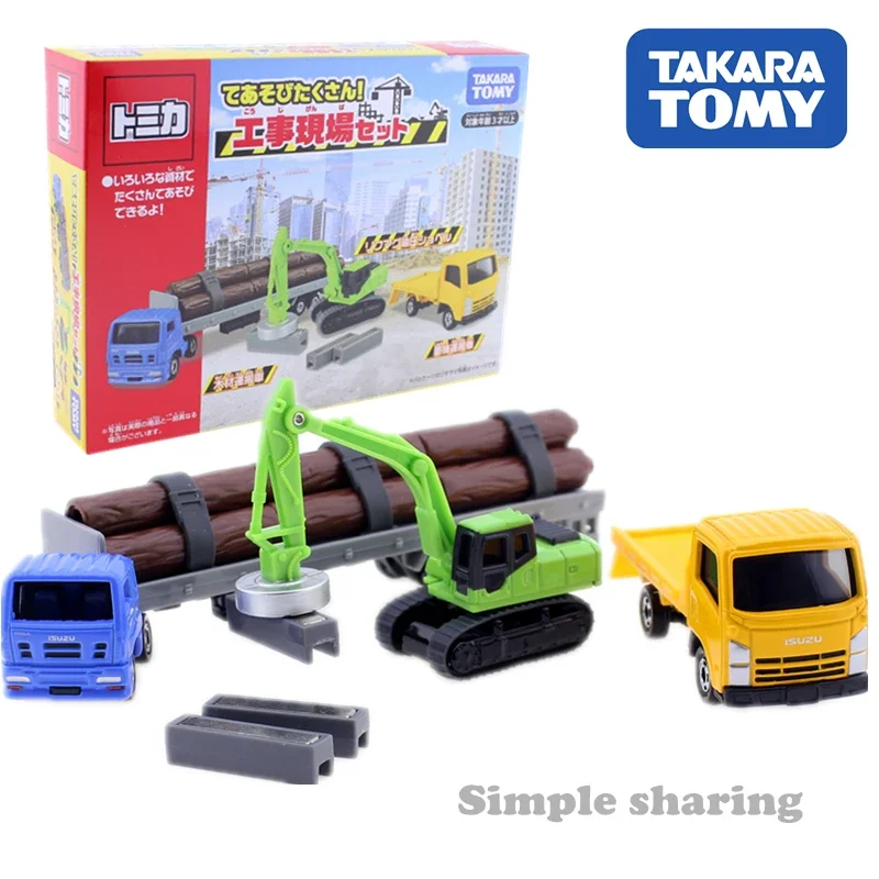 Takara Tomy Tomica Diecast Miniature Construction Site Set Vehicle Model Kit Toys Magic Kids Car Bauble Scale Crane