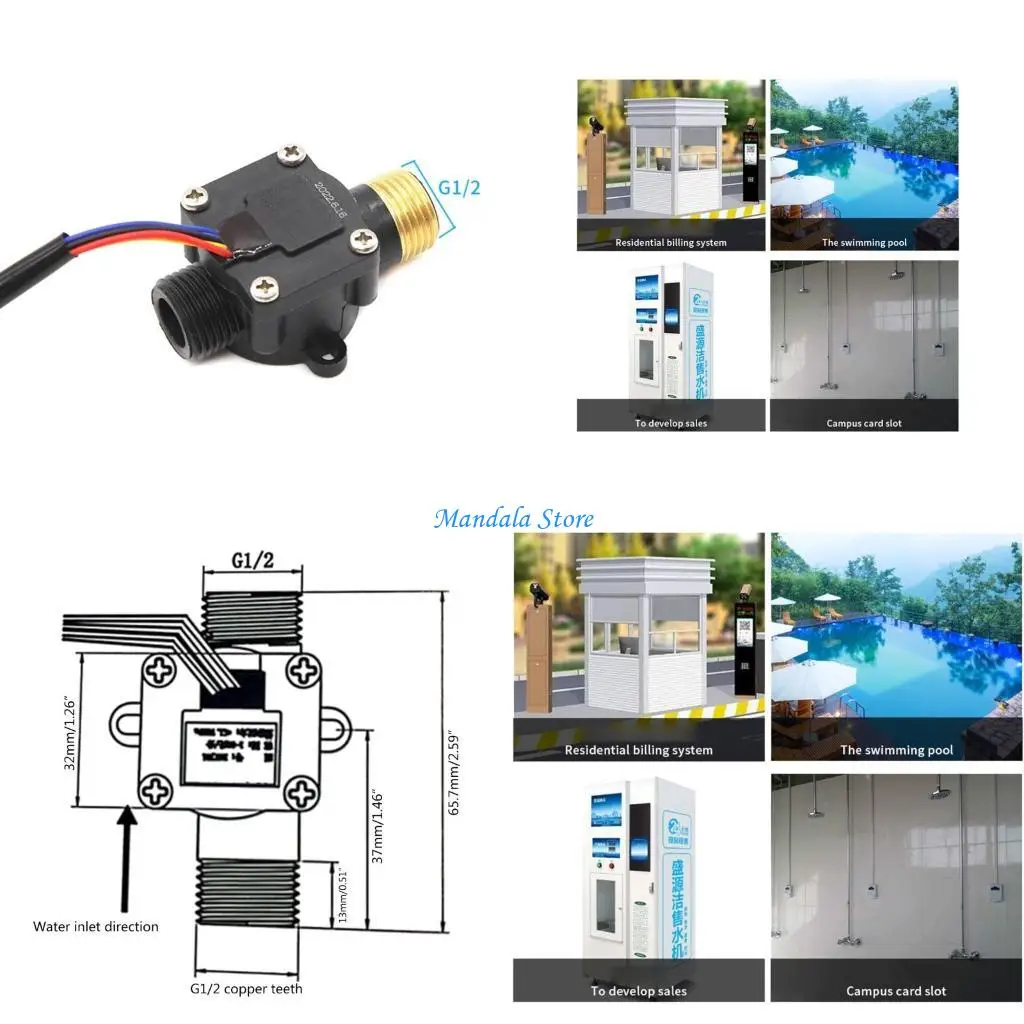 U2JC Water Sensors Switches 2 DN15 Fluid Meter Water Control DC5V-24V