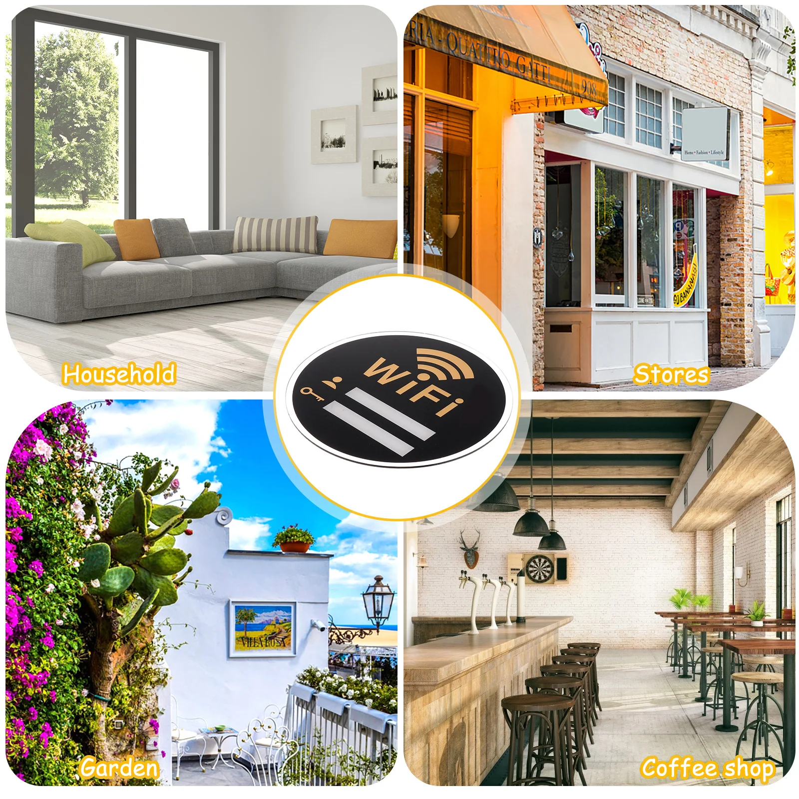 ملصق حائط بكلمة مرور واي فاي، لافتة أكريليك للمنزل والفندق، لوحة زخرفية مع لوحة ضيوف على طراز السبورة #4