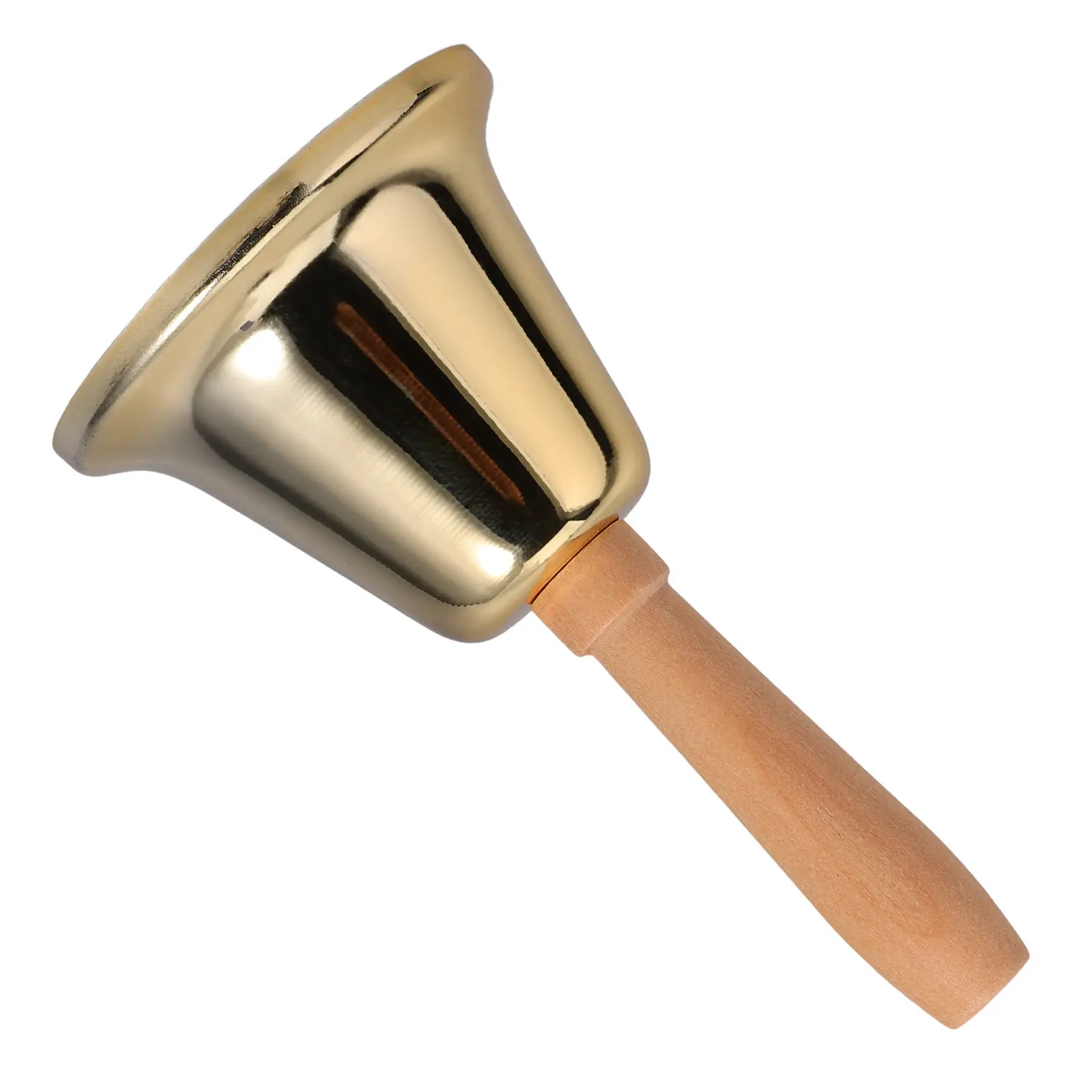 Metal Hand Bell with Wooden Handle 11.6x6.3x6.3cm Loud Clear Ringing Sound for Dinner Time Elderly Care Classroom Wedding