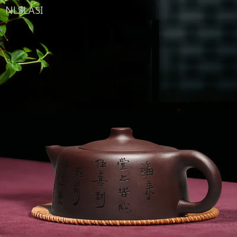 280ml Antique Yixing Purple Clay Tea Pot Hand Drawing Filter Kettle Custom Beauty Tea Infuser Chinese Zisha Tea Accessories