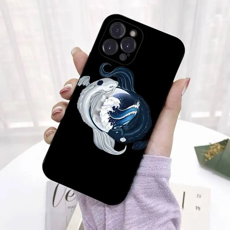 Fish Yin Yang Art Phone Case Silicone Soft For iphone 14 13 12 11 Pro Mini XS MAX 8 7 6 Plus X 2020 XR Shell