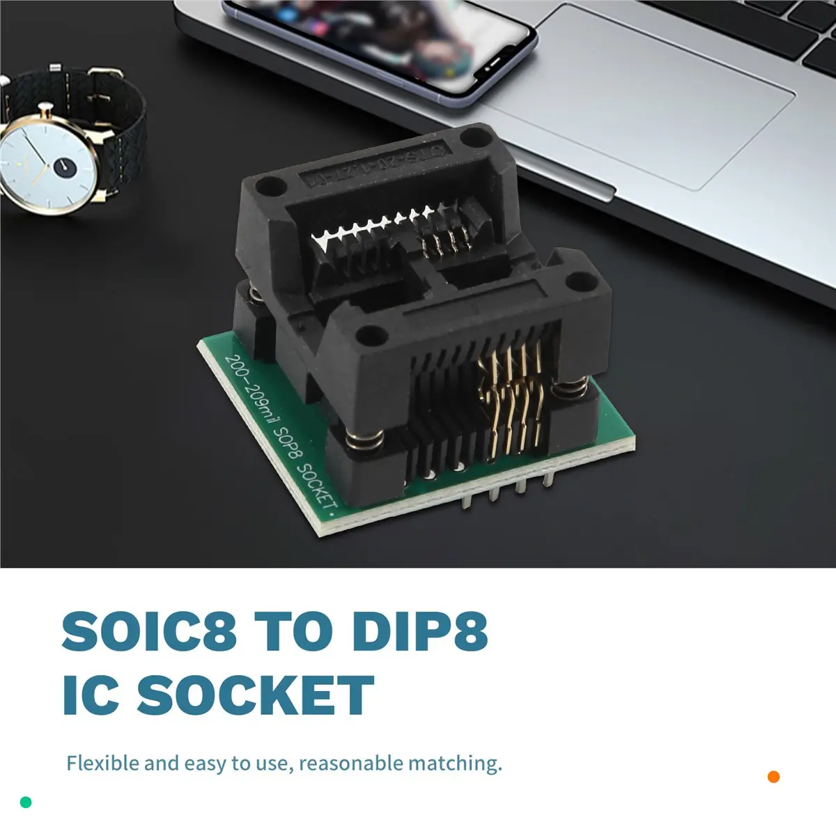 TCE 1Pcs SOP8 to DIP8 SOP8 Turn DIP8 SOIC8 to DIP8 IC Socket Programmer Adapter Socket for Wide 200Mil