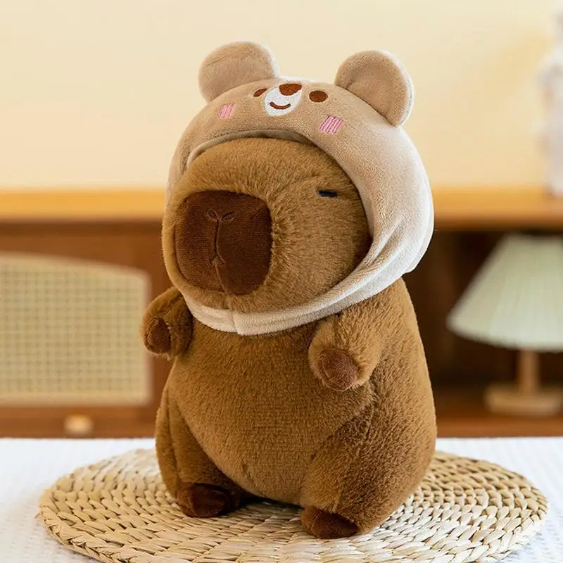 Capybara boneka hewan Ultra lembut, mainan boneka anak-anak mewah dengan aksesori pakaian, boneka hewan hadiah anak-anak