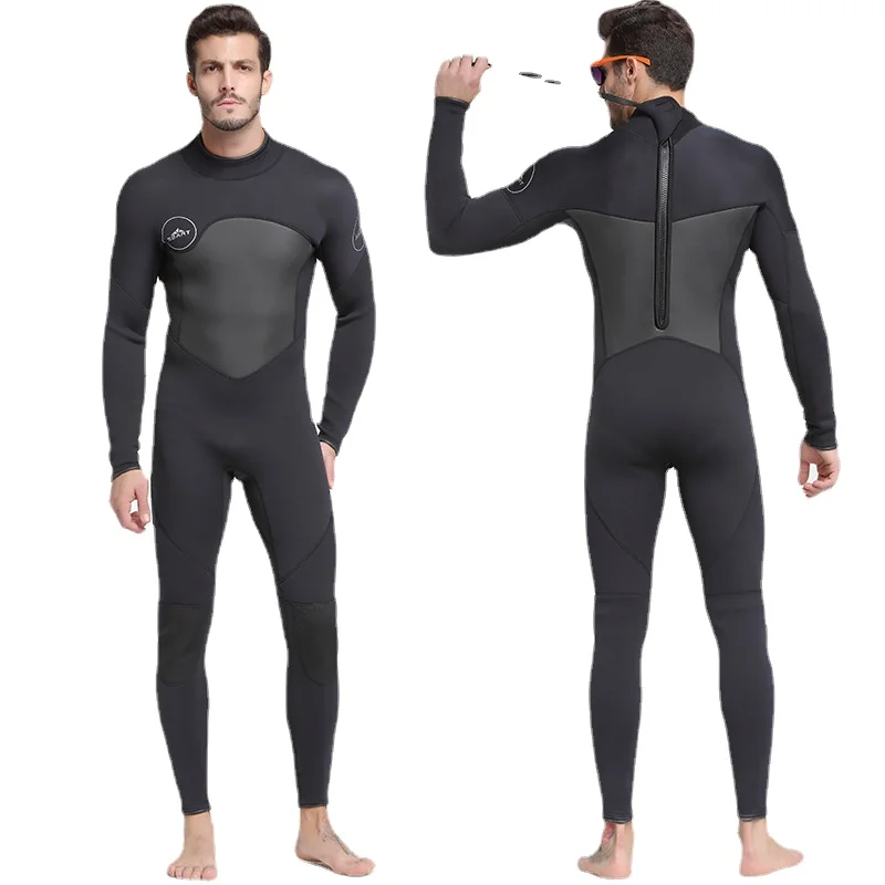 SBart Men 5mm tute da sub monopezzo in Neoprene monopezzo con muta calda muta da surf costumi da bagno neri mantieni caldo Zip posteriore