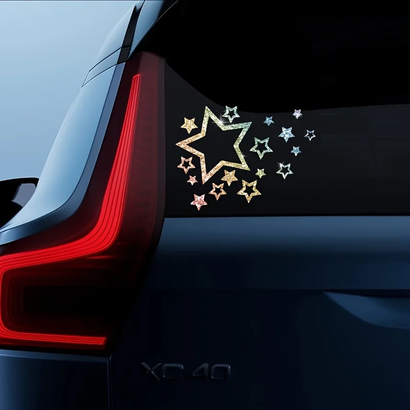 Glitter Star Cluster Sticker 2D Flat Matte Vinyl Decal Waterproof Scratch Resistant Removable for Car Window Bumper Motorcycle