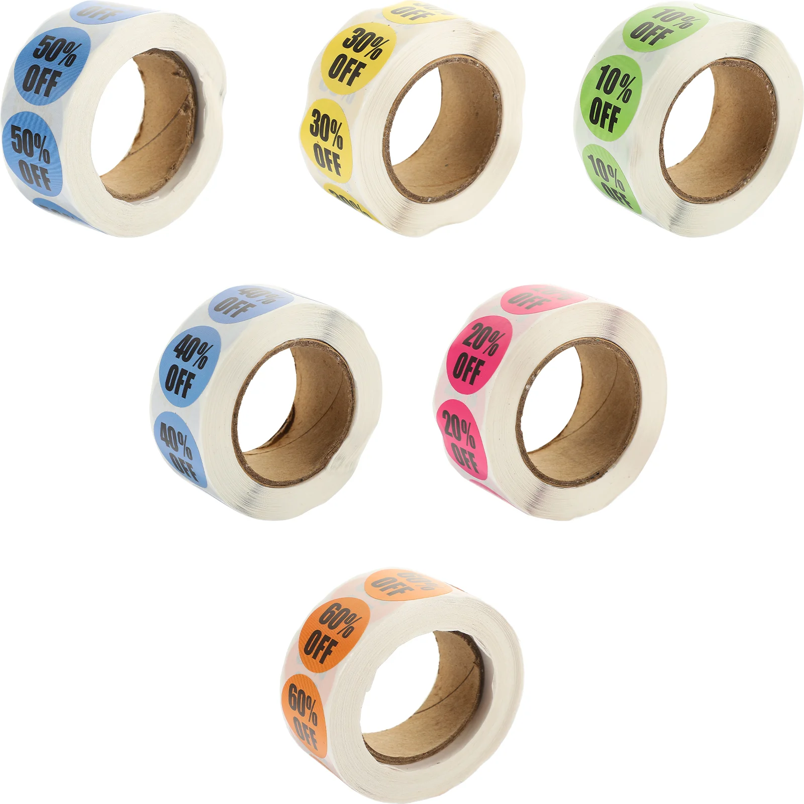 6 Rolls Label Sticker Discount Stickers Colored Dot Percentage Paper Garage Sale