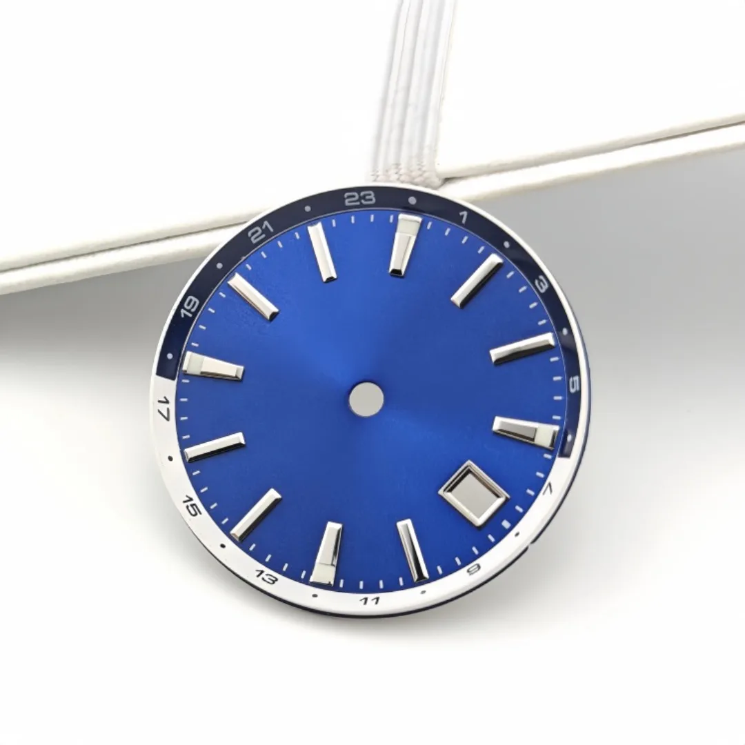 NH34 Watch Dial 32mm Dial with Bezel Internal Shadow Ring Ice Blue Luminous Watch Accessories for 44mm GS Case NH34 Movement