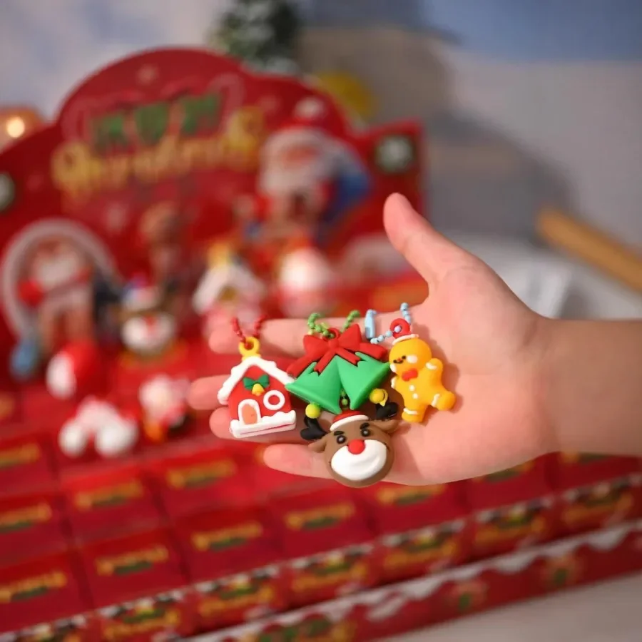 @24Pcs New Christmas Party Blind Box Doll Bead Chain Pendant Keychain Exquisite Toys Cute Pendant Surprise Christmas Gift