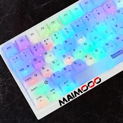 MAIMOOO Russian Keycap Translucent Matte 122Key Cherry PC DIY Mechanical Keyboard Simple Office Game Matte Milky White RU Keycap