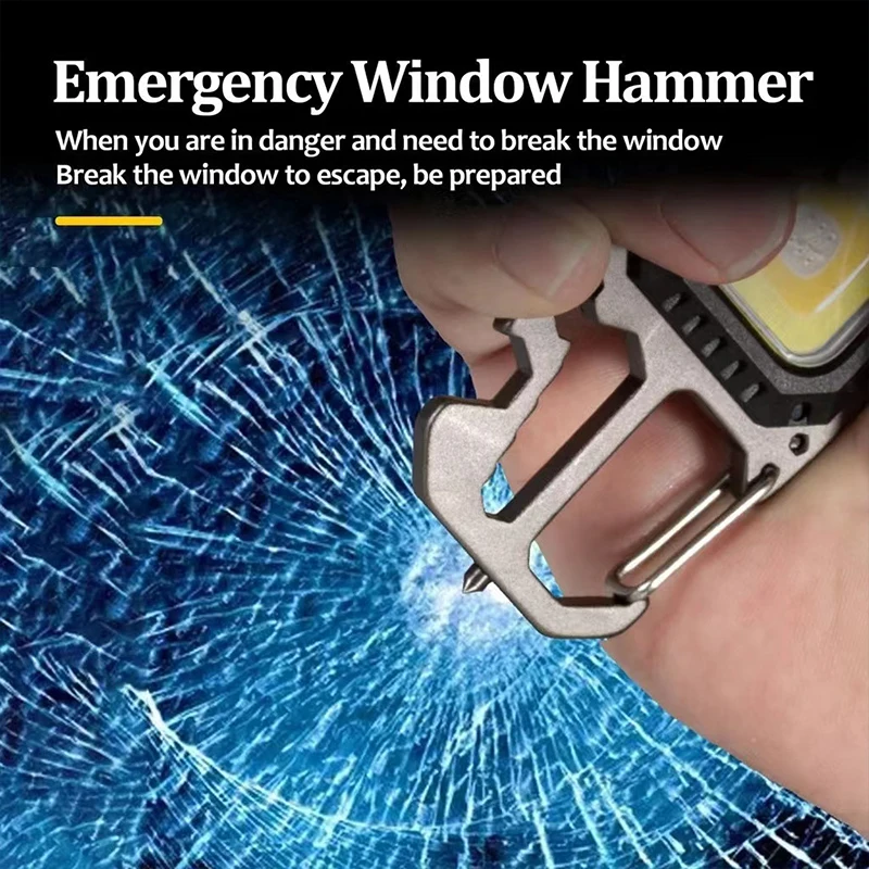 Multifunction Keychain Lighting 7 Modes Flashlight COB Light Portable Rechargeable Emergency Camping Outdoor Hiking Work Lights