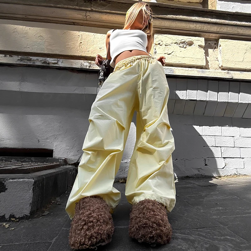 Tuularose Fashion Lace-Up Commute Trousers Women High Waist Slim Patchwork Autumn 2025 New Drawstring Solid Casual Women's Pants