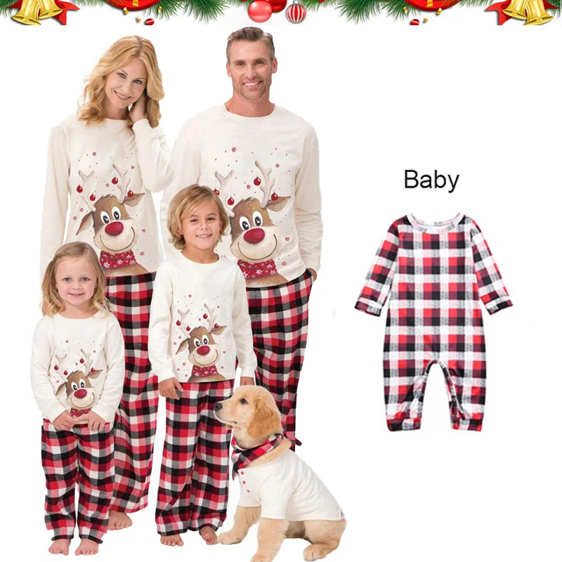 Christmas Pajamas Family Set Deer Adult Mother Kids Baby Xmas Family Matching Outfits 2023 Family Christmas pajamas Dog Clothes