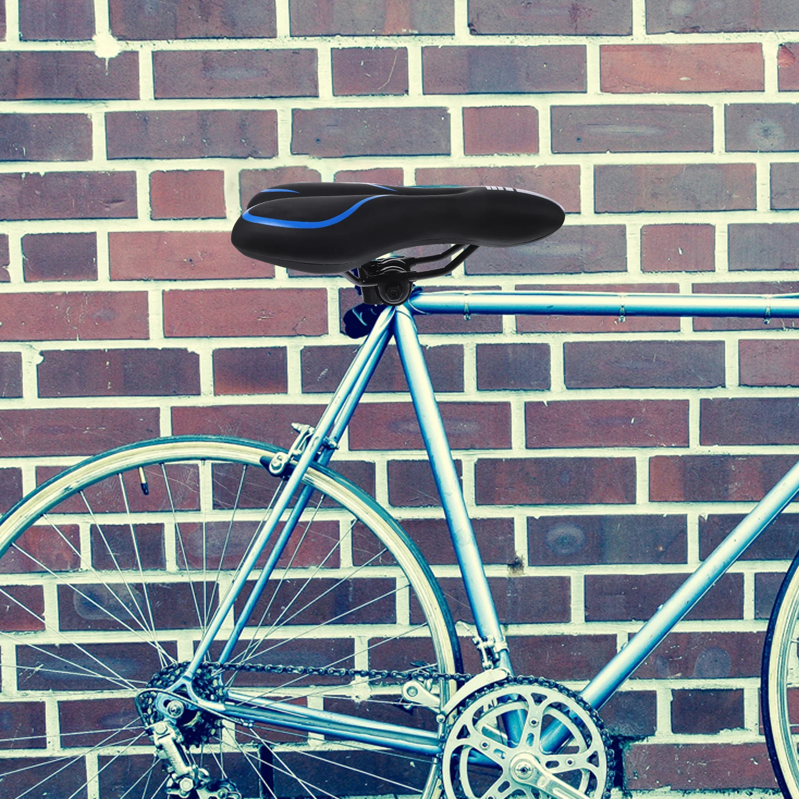 

Comfortable Bike Saddle for Mountain Cycling Universal Thicken Silicone Seat Long Ride Support Pad Blue Bike Saddle for