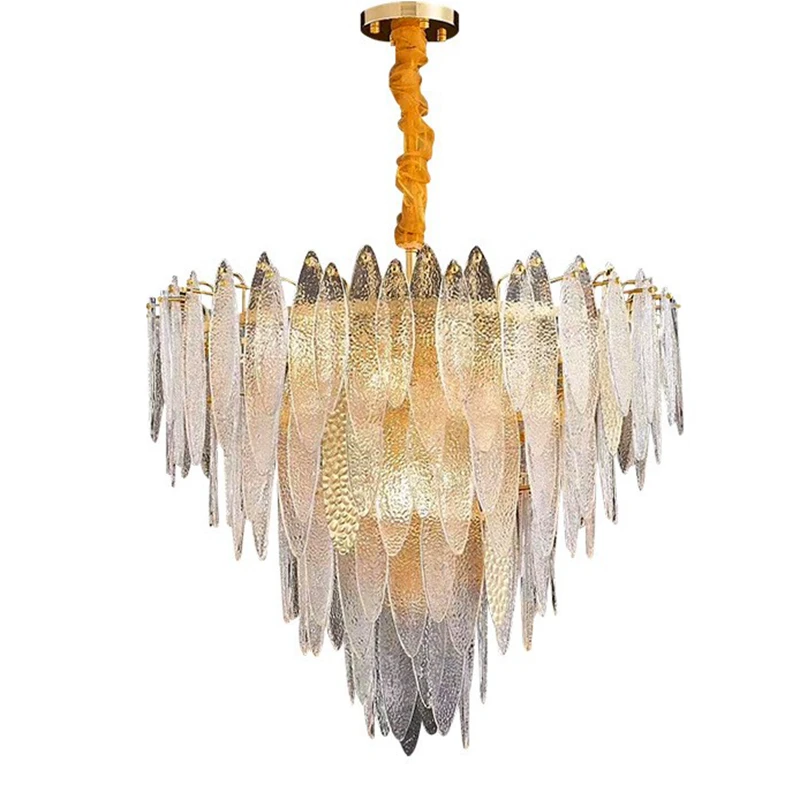 Luxury Art Design Glass Leaf Chandeliers Light Living Room Bedroom Kitchen Pendant Lights Art Home Indoor Decoration Fixtures