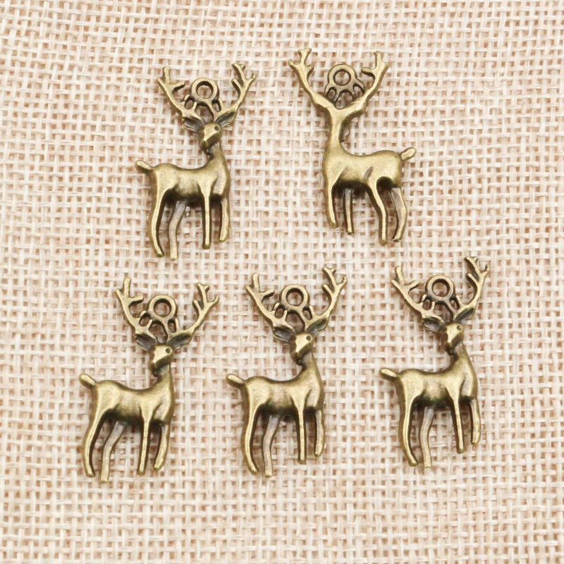 30pcs 28x13.5mm Bronze Antique Silver Plated Deer Cute Handmade Charms Pendant DIY Jewelry Finddings for Bracelet Necklace