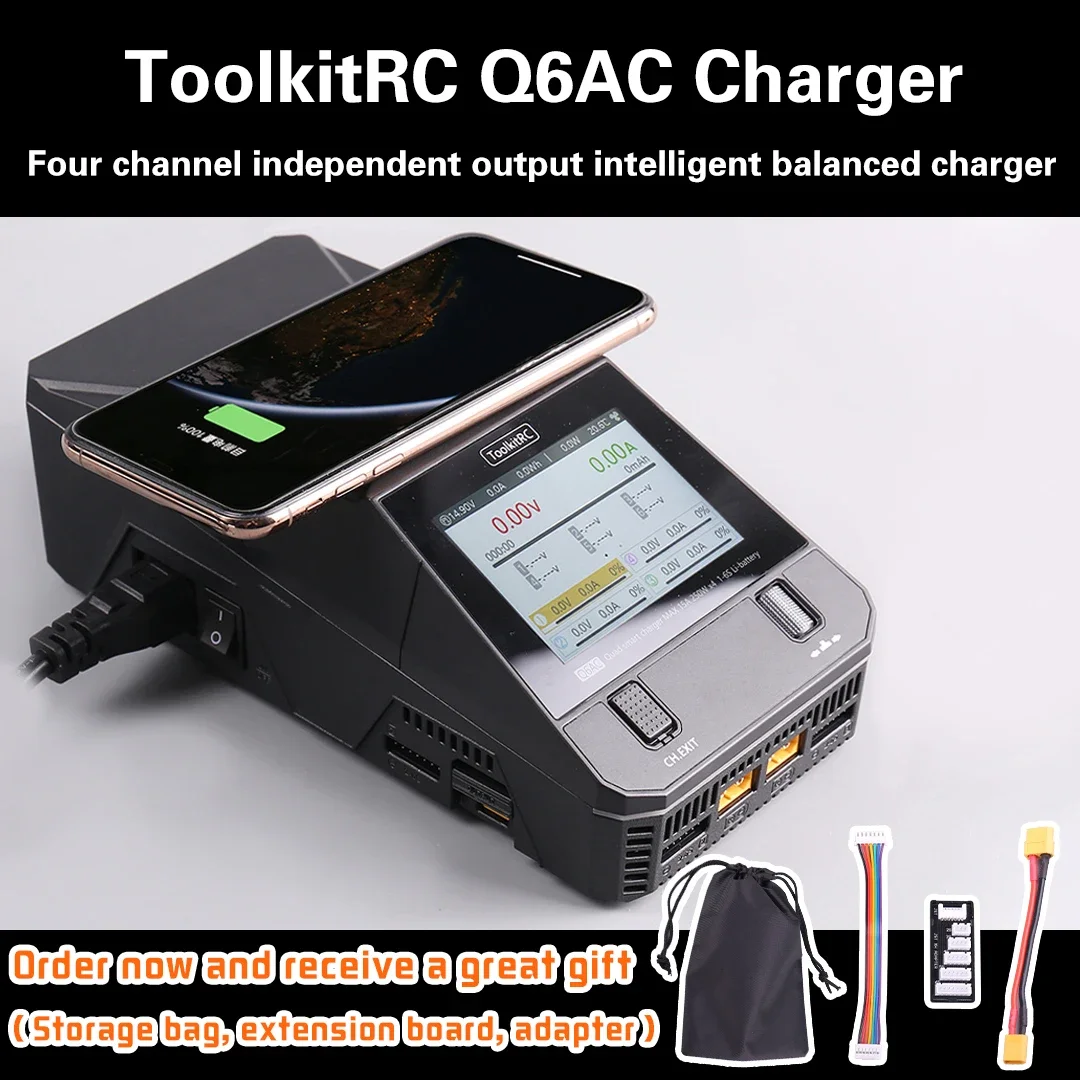 Q6AC Charger AC 400W/DC 1000W 4CH Output Built-in 65W USB A/TYPEC Output ,LiPo, 1-6S,NiMH 1-16S,PB 1-10S Charger IPS