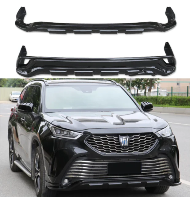 For Toyota Crown Kluger 2022 2023 2024 ABS Black Knight Car Bumper Front Lip Rear Trunk Diffuser Spoiler Cover YF Full Body kit