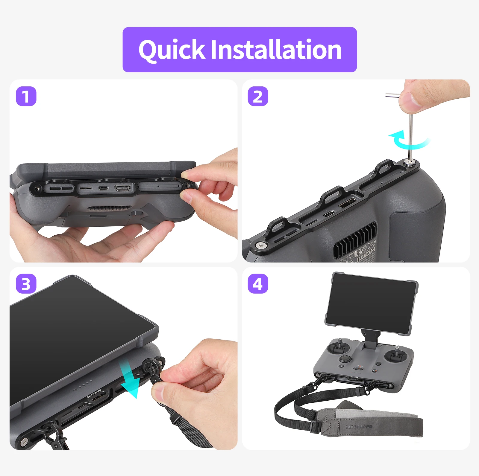 Multi-purpose Lanyard for DJI Mavic 4 Pro RC PRO 2 Remote Control Three-hole Aluminum Alloy Lanyard Buckle