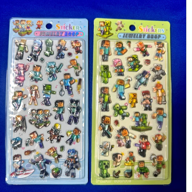 

New Japanese Minecraft 3D Crystal Stereoscopic Stickers Popular Pikachu Series Student Handmade Booklet DIY Stickers