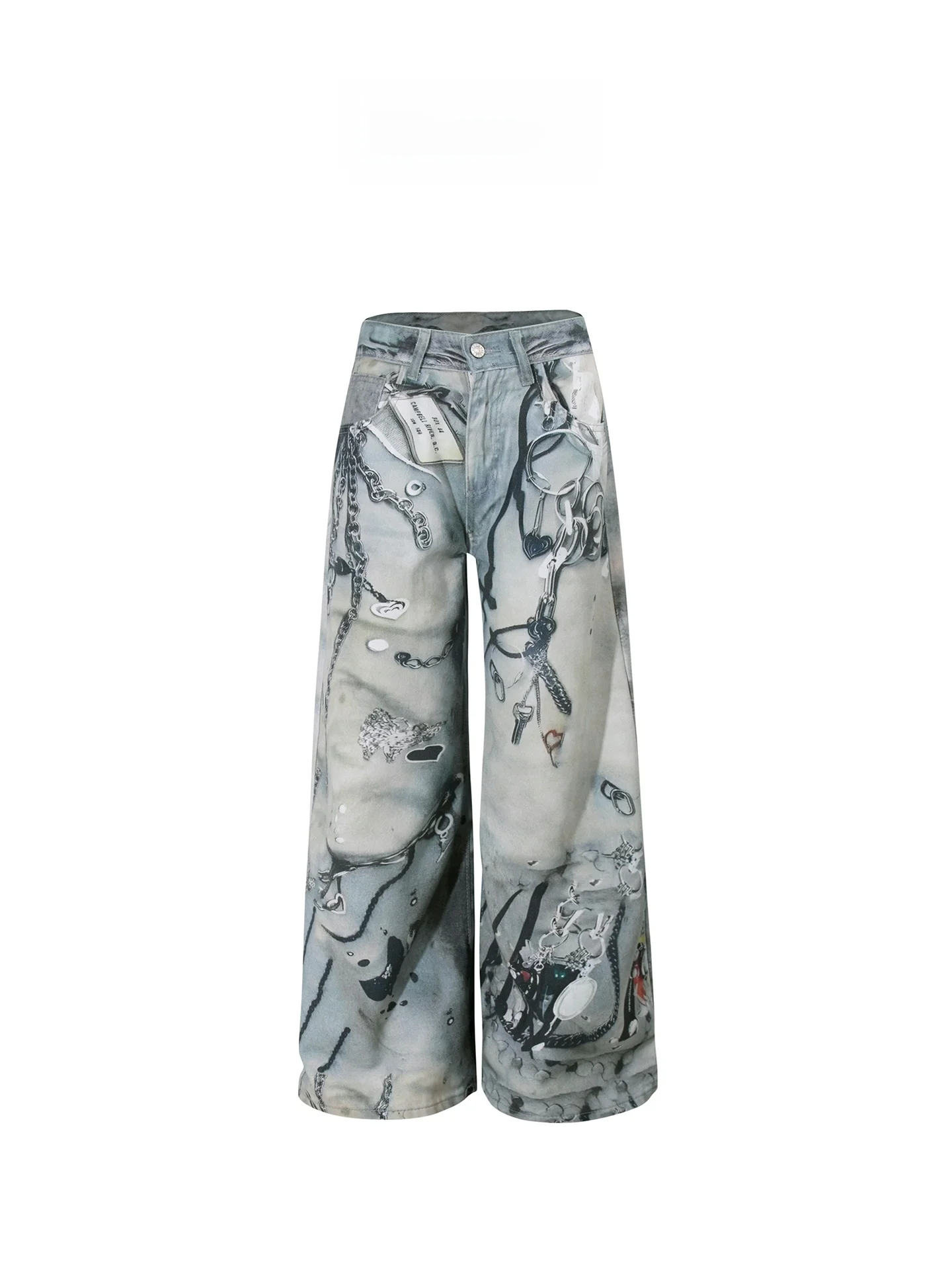 

Мужские джинсы свободного кроя American Sle fiti, широкие брюки в стиле хип-хоп, повседневные, из эластичного хлопкового денима, синего цвета