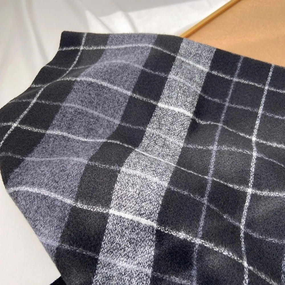 

Classic Imitation Cashmere Plaid Knitted Scarf Long Soft Men Thick Shawl Large Warm Double-sided Scarf Outdoor