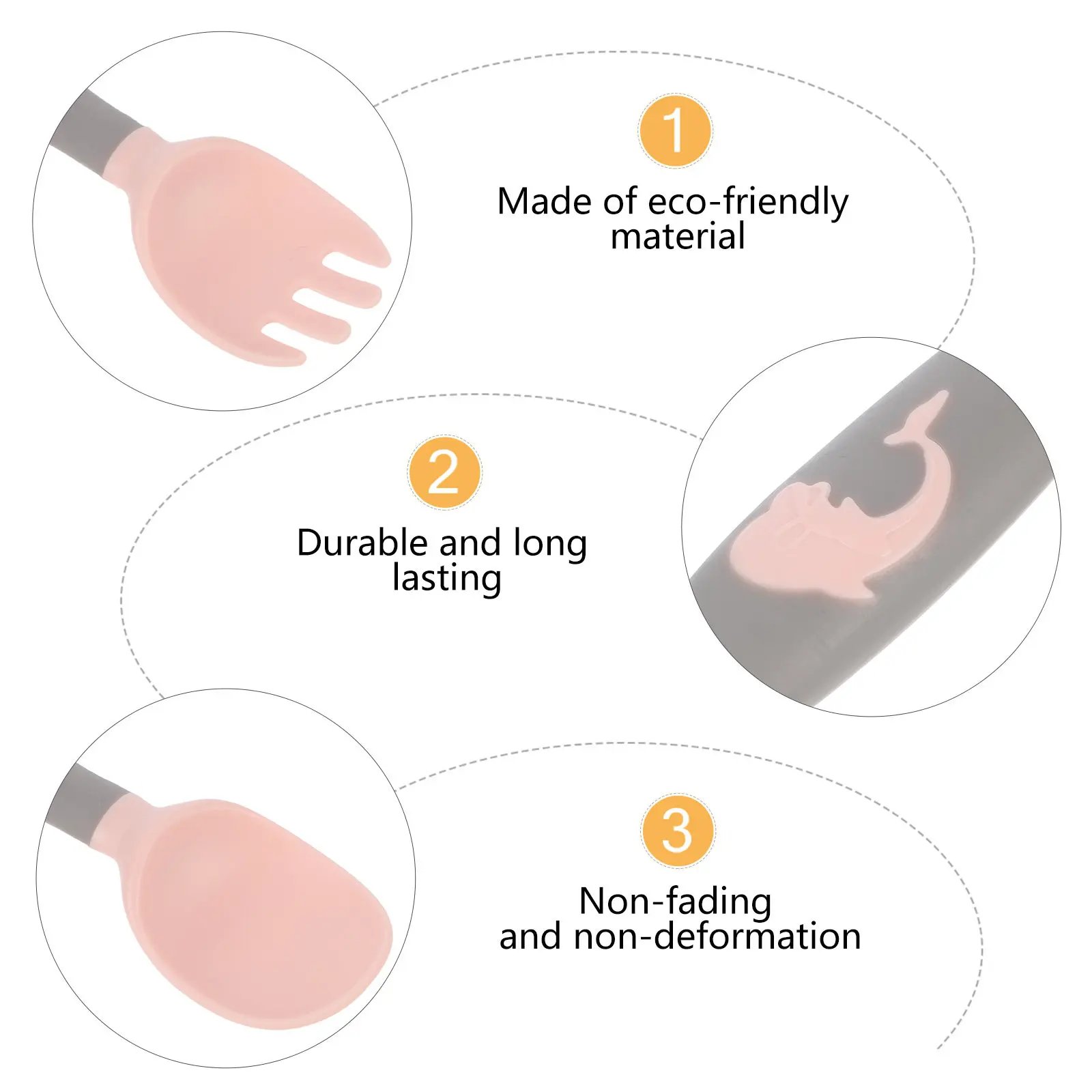 

1 set Baby Fork Spoon Set Food Grade Safe Easy Grip Cutlery For Feeding Training Starter Kit Baby Utensils Fork