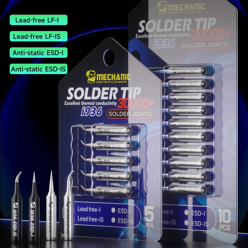 

Механик i936 Пайка lronTip Премиум-набор Антистатический ESD-I/IS Бессвинцовый LF-I/IS для ремонта материнской платы телефона
