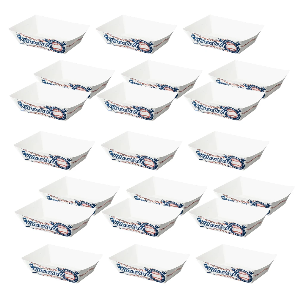

25 Pcs Food Tray Dessert Plates Divided Dishes White Cardboard Compact Disposable Serving Tray For Party Snacks