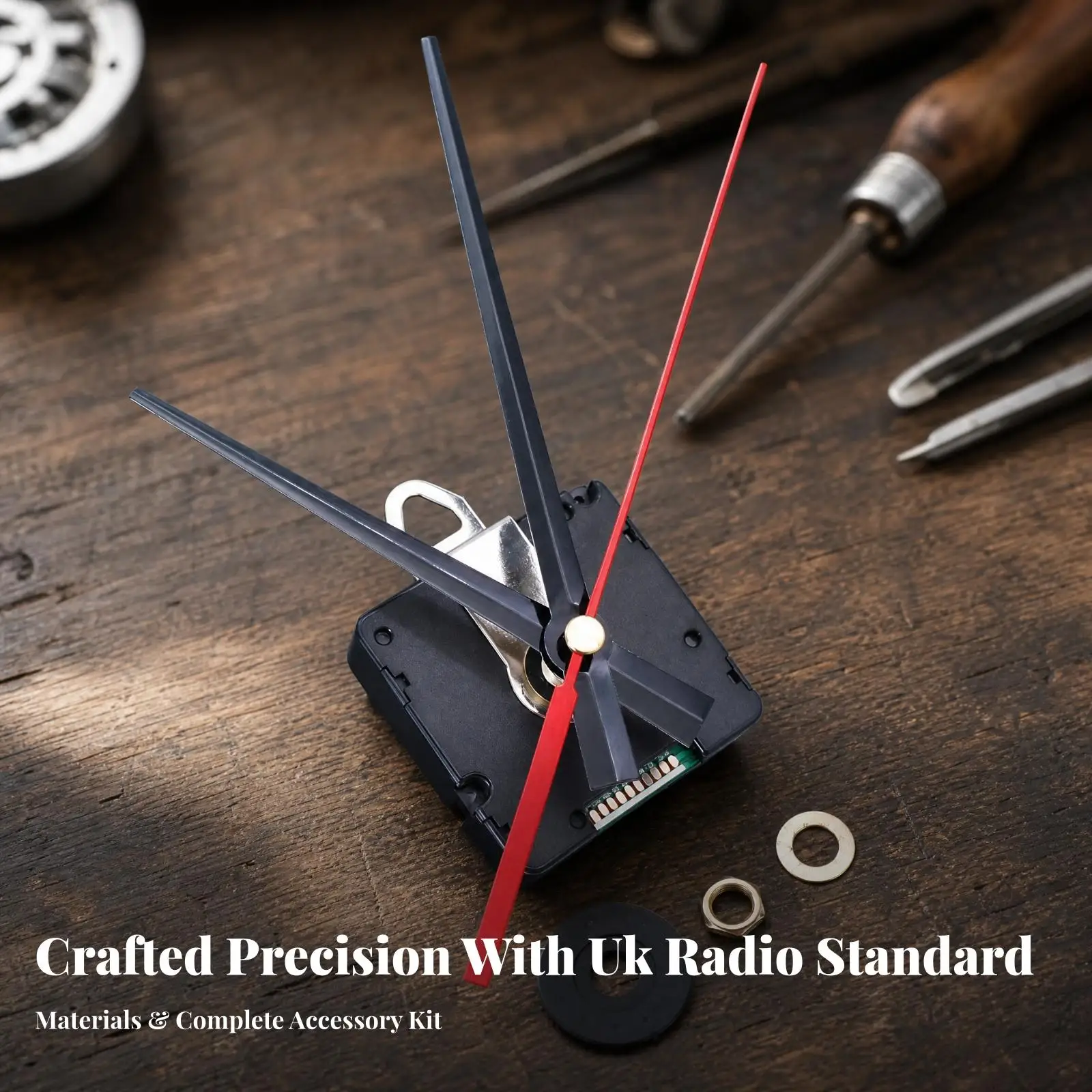 Radio Clock Movement with Metal Hands for Wall Clock Repair and DIY Projects with Instructions