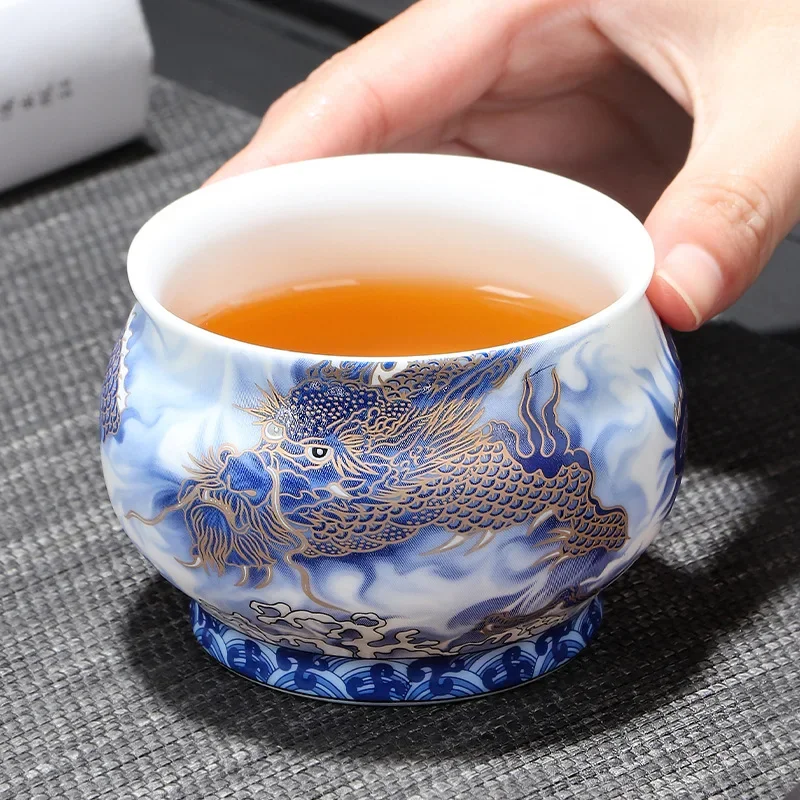 Handmade Master Cup Ceramic Teacup Ice Jade Porcelain Dragon Shengshi Teacup Office specific Personal Cup Business Gift